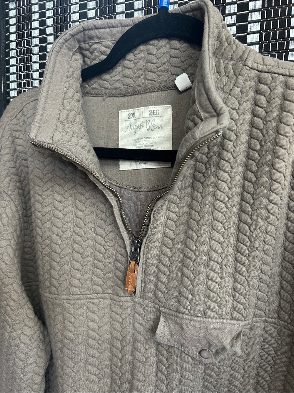 August Bleu Ladies Taupe Quarter-Zip Textured Sweater - 2XL